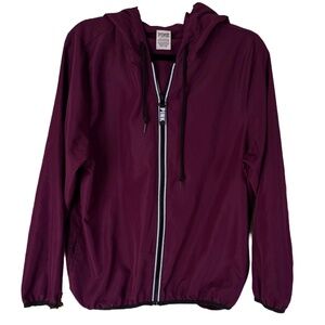 PINK Lightweight Full Zip Burgandy Jacket with Hood EUC